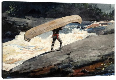 The Portage, 1897 Canvas Art Print - Canoes