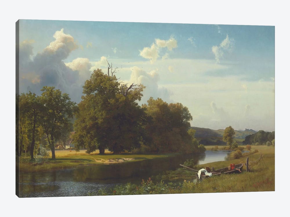 A River Landscape, Westphalia, 1855 by Albert Bierstadt 1-piece Art Print