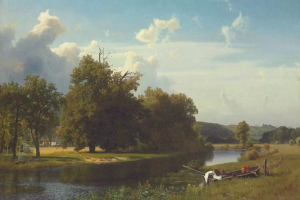 Albert Bierstadt: A River Landscape, Westphalia, 1855 by Albert Bierstadt