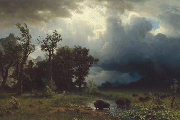 Hudson River School: Buffalo Trail: The Impending Storm, 1869 by Albert Bierstadt