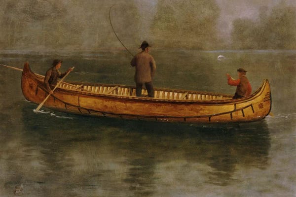 Canoes: Fishing From A Canoe by Albert Bierstadt