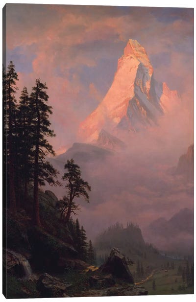 Sunrise On The Matterhorn, after 1875 Canvas Art Print - Hudson River School Art