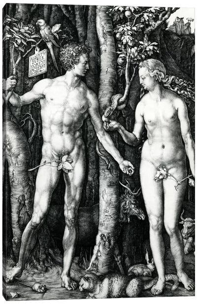 Adam And Eve, 1504 Canvas Art Print - Albrecht Durer
