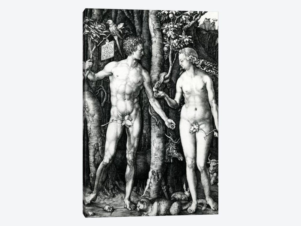Adam And Eve, 1504 by Albrecht Dürer 1-piece Canvas Art