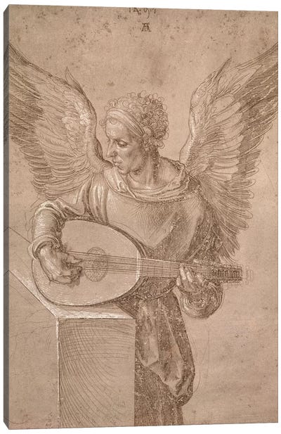 Angel Playing A Lute, 1491 Canvas Art Print - Albrecht Durer