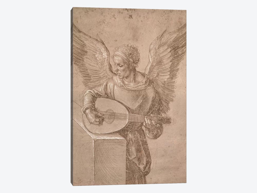 Angel Playing A Lute, 1491 by Albrecht Dürer 1-piece Canvas Artwork