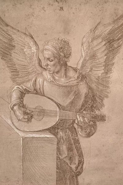 Renaissance: Angel Playing A Lute, 1491 by Albrecht Dürer
