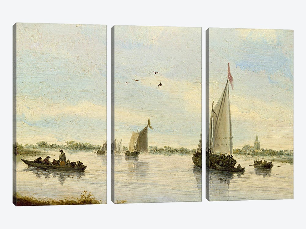 Sailing Boats on a River, 1640-49  3-piece Art Print