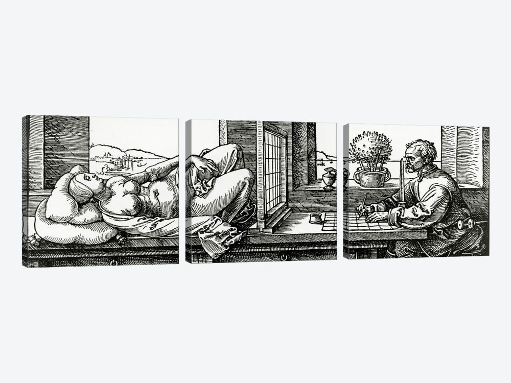 Illustration From Four Books On Measurement by Albrecht Dürer 3-piece Canvas Print