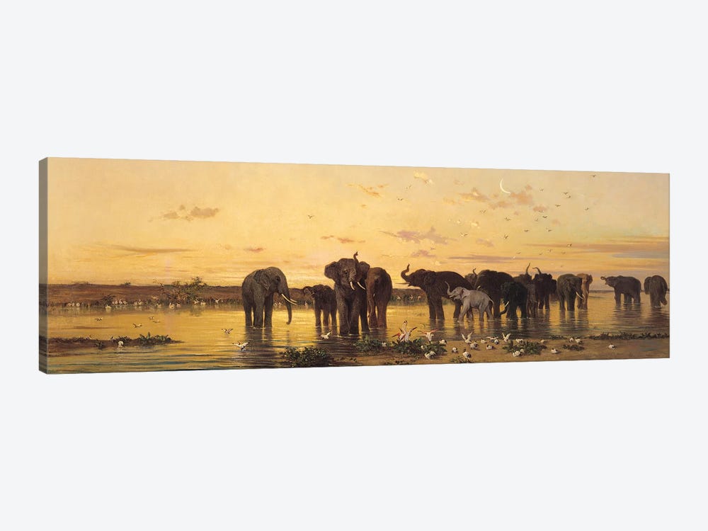 African Elephants  by Charles Emile de Tournemine 1-piece Canvas Art