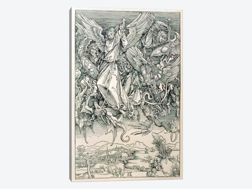 St. Michael Battling With The Dragon (Illustration From The Apocalypse) by Albrecht Dürer 1-piece Canvas Print
