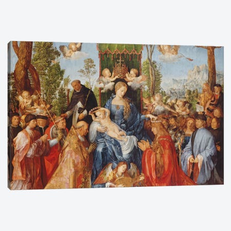 The Feast Of The Rose Garlands, 1506 Canvas Print #BMN6592} by Albrecht Dürer Canvas Art Print