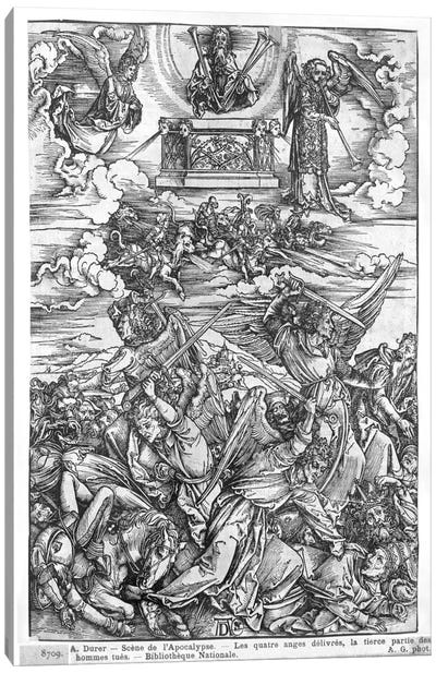 The Four Vengeful Angels (Illustration From The Apocalypse - Latin Edition) Canvas Art Print - Albrecht Durer