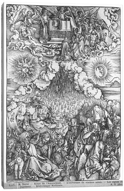 The Opening Of The Fifth And Sixth Seals (Illustration From The Apocalypse - Latin Edition) Canvas Art Print - Albrecht Durer
