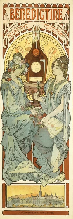 Benedictine, 1898 by Alphonse Mucha wall art