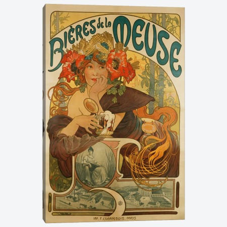 Bieres de La Meuse (Meuse Beer) Advertisement, 1897 Canvas Print #BMN6612} by Alphonse Mucha Canvas Art
