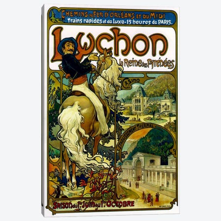 Fast And Luxurious Trains To Luchon France Advertisement, 1895 Canvas Print #BMN6616} by Alphonse Mucha Canvas Art Print