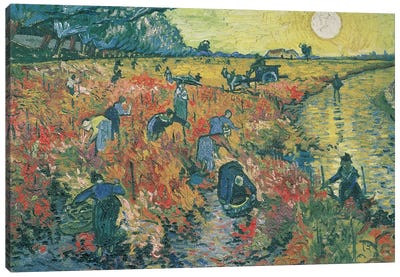 Red Vineyards at Arles, 1888  Canvas Art Print - Post-Impressionism Art
