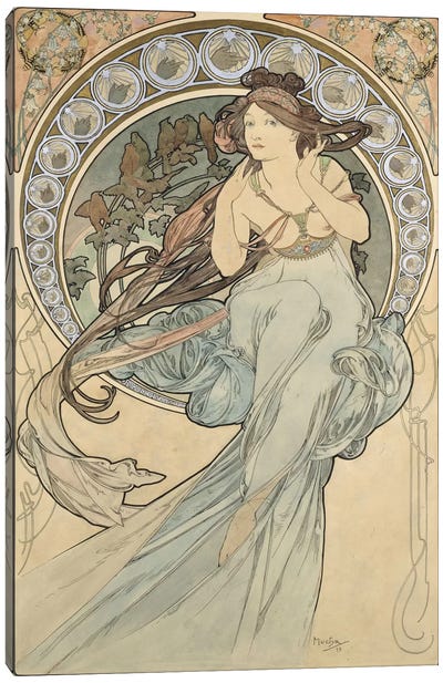 La Musique, 1898 Canvas Art Print - Alphonse Mucha