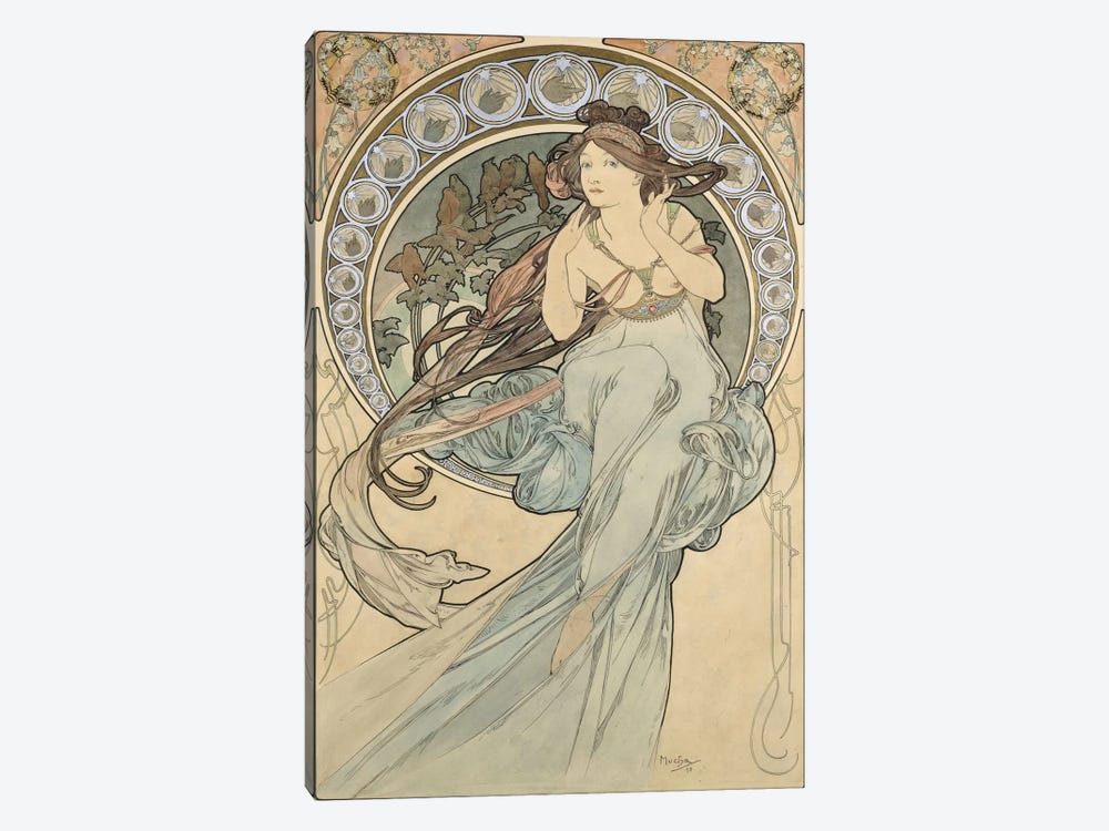La Musique, 1898 by Alphonse Mucha 1-piece Canvas Artwork