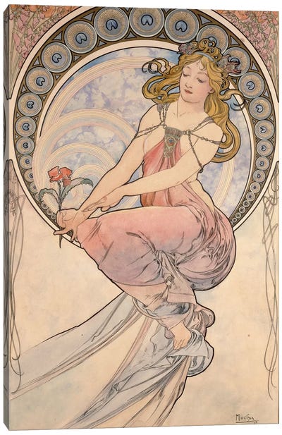 La Peinture, 1898 Canvas Art Print - Alphonse Mucha