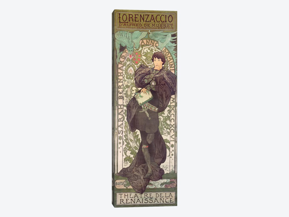 Lorenzaccio I (Featuring Sarah Bernhardt), 1896 by Alphonse Mucha 1-piece Canvas Artwork