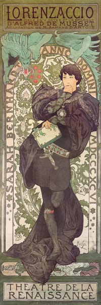 Art Nouveau: Lorenzaccio I (Featuring Sarah Bernhardt), 1896 by Alphonse Mucha