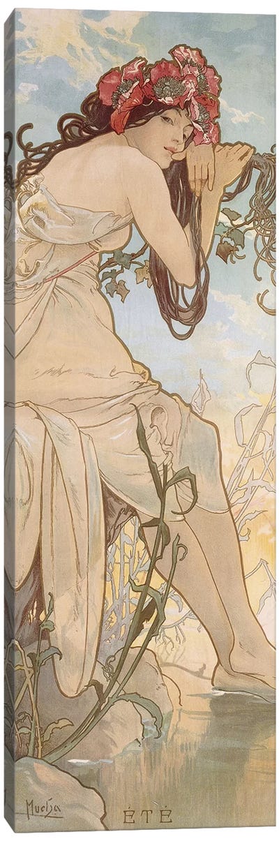 Summer (Ete), c.1896 Canvas Art Print - Alphonse Mucha