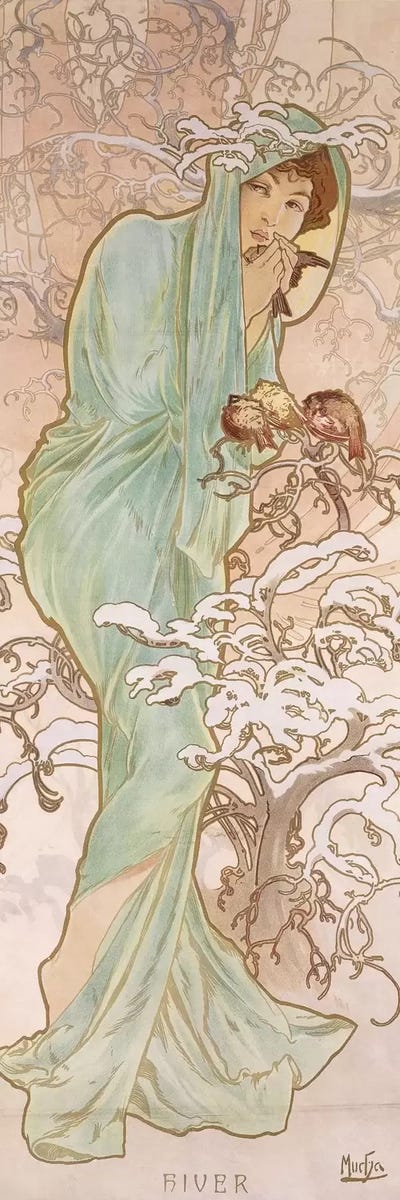 Winter (Hiver), c.1896 by Alphonse Mucha canvas print