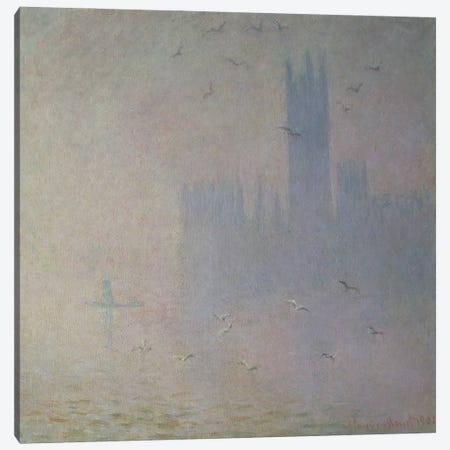 Seagulls over the Houses of Parliament, 1904 Canvas Print #BMN663} by Claude Monet Canvas Art