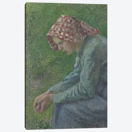A Seated Peasant Woman, 1885 Canvas Print #BMN6641} by Camille Pissarro Art Print