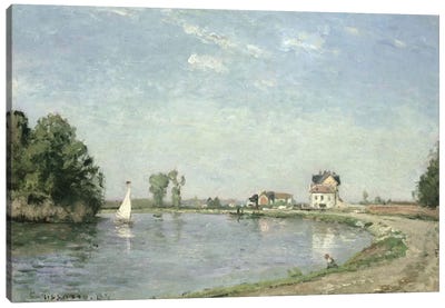 At The River's Edge, 1871 Canvas Art Print - Camille Pissarro