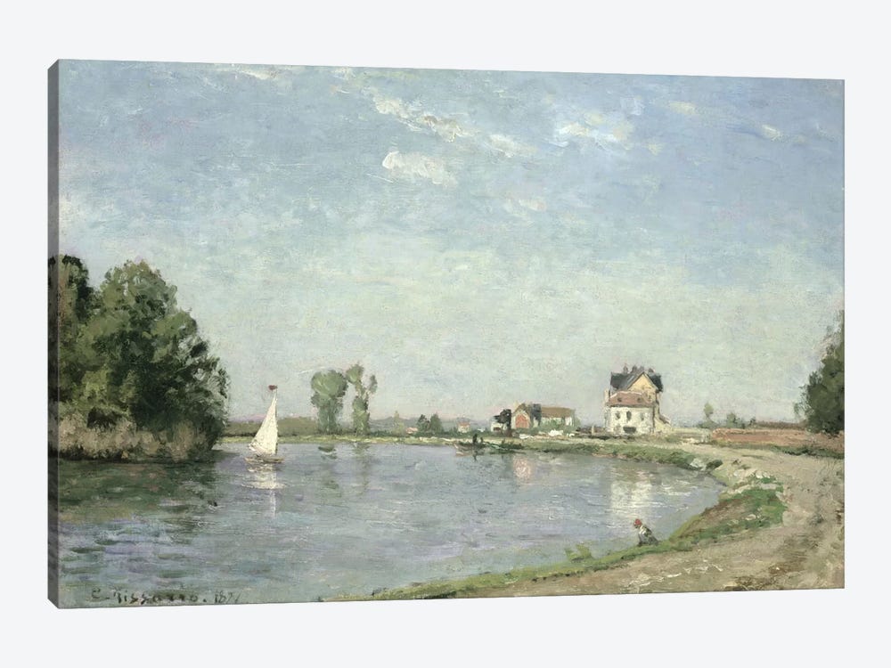 At The River's Edge, 1871 by Camille Pissarro 1-piece Canvas Art Print