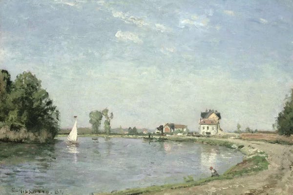 Camille Pissarro: At The River's Edge, 1871 by Camille Pissarro