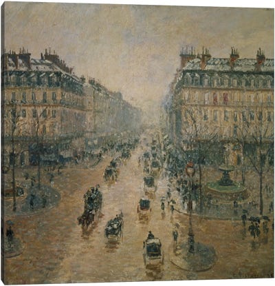 Avenue de l'Opera, Paris, 1898 Canvas Art Print - Camille Pissarro