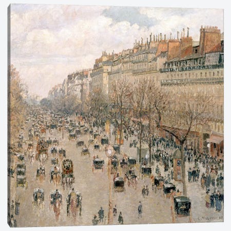 Boulevard Montmartre, Afternoon, Sun, 1897 Canvas Print #BMN6645} by Camille Pissarro Canvas Wall Art