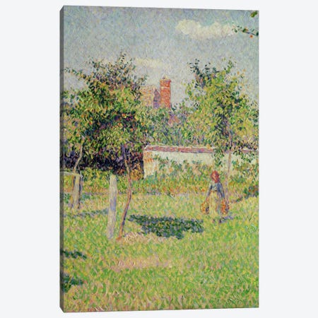 Detail Of Center, Woman In The Meadow At Eragny, Spring, 1887 Canvas Print #BMN6649} by Camille Pissarro Art Print