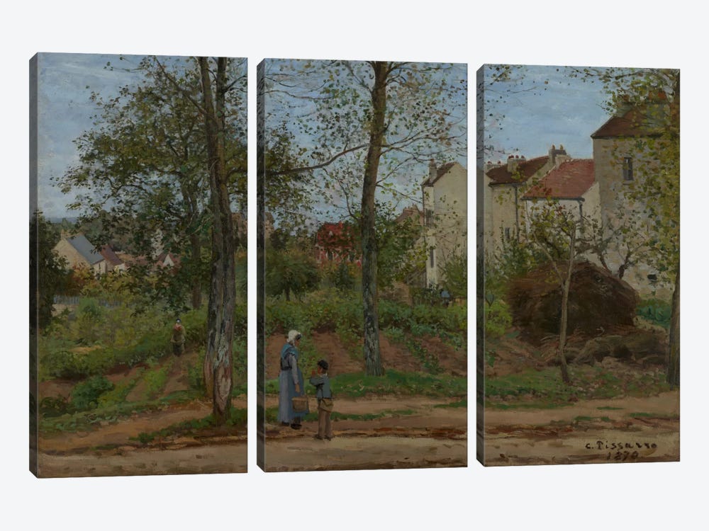 Houses At Bougival, 1870 by Camille Pissarro 3-piece Art Print