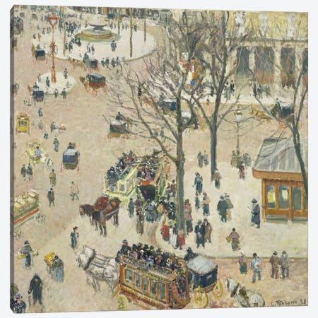 La Place du Theatre Francais, 1898 Canvas Print #BMN6655} by Camille Pissarro Canvas Art Print