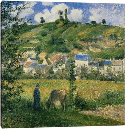 Landscape At Chaponval, 1880 Canvas Art Print - Camille Pissarro