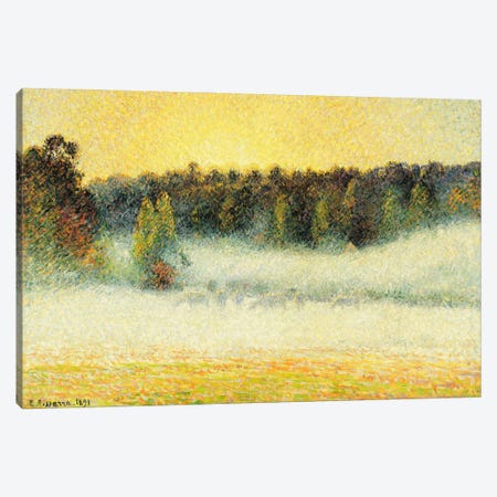 Misty Sunset At Eragny, 1891 Canvas Print #BMN6659} by Camille Pissarro Canvas Artwork
