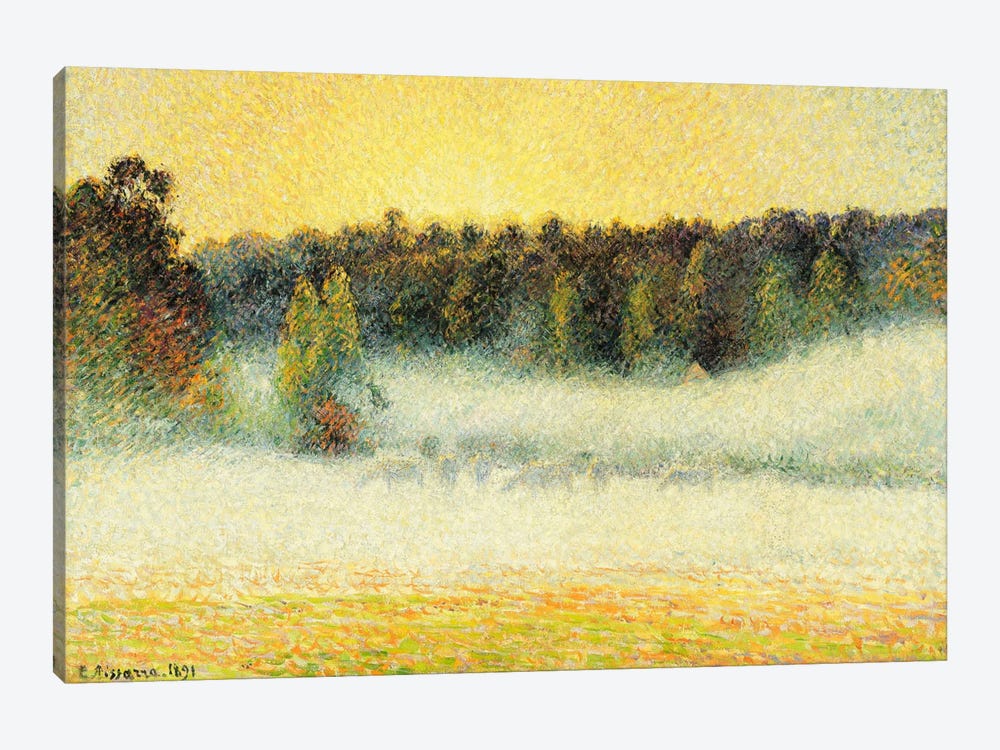Misty Sunset At Eragny, 1891 by Camille Pissarro 1-piece Canvas Print
