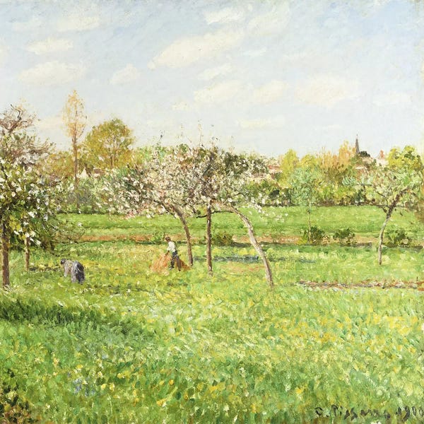 Camille Pissarro: Morning, Spring, Grey Weather, Eragny, 1900 by Camille Pissarro