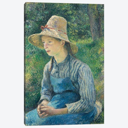 Peasant Girl With A Straw Hat, 1881 Canvas Print #BMN6666} by Camille Pissarro Canvas Wall Art