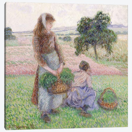 Peasants Carrying Baskets, 1888 Canvas Print #BMN6667} by Camille Pissarro Canvas Art