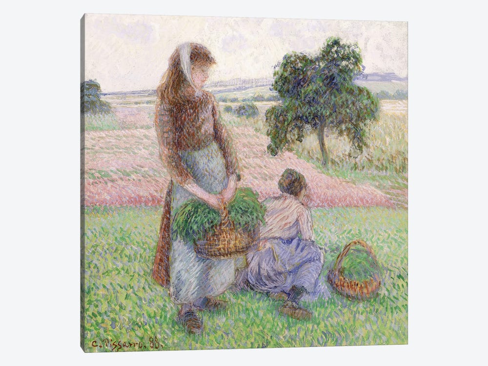 Peasants Carrying Baskets, 1888 by Camille Pissarro 1-piece Canvas Art
