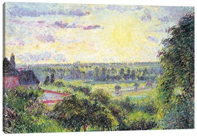 Sunset At Eragny, 1891 Canvas Art Print - Camille Pissarro