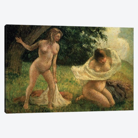 The Bathers Canvas Print #BMN6680} by Camille Pissarro Art Print