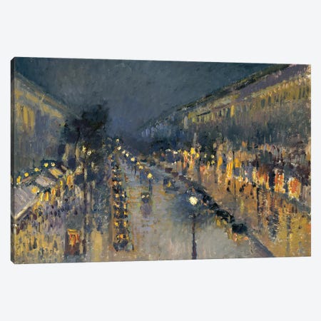 The Boulevard Montmartre At Night, 1897 Canvas Print #BMN6681} by Camille Pissarro Canvas Print