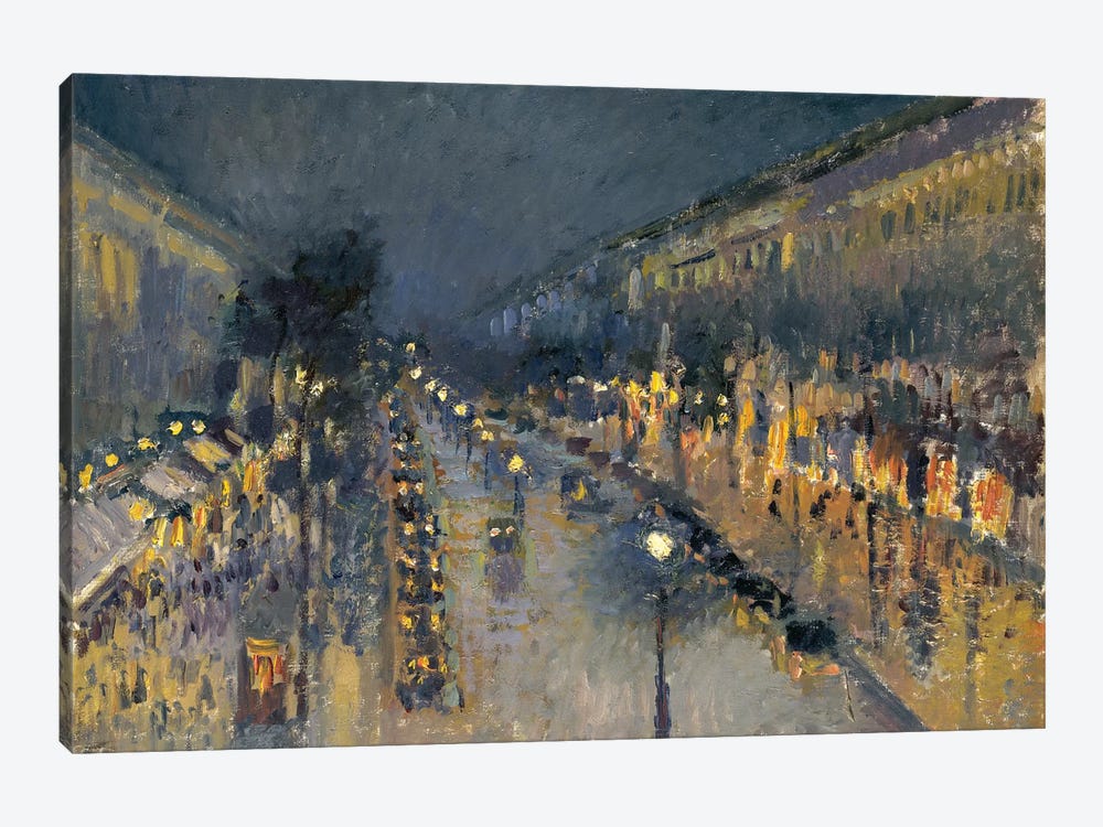 The Boulevard Montmartre At Night, 1897 by Camille Pissarro 1-piece Canvas Art